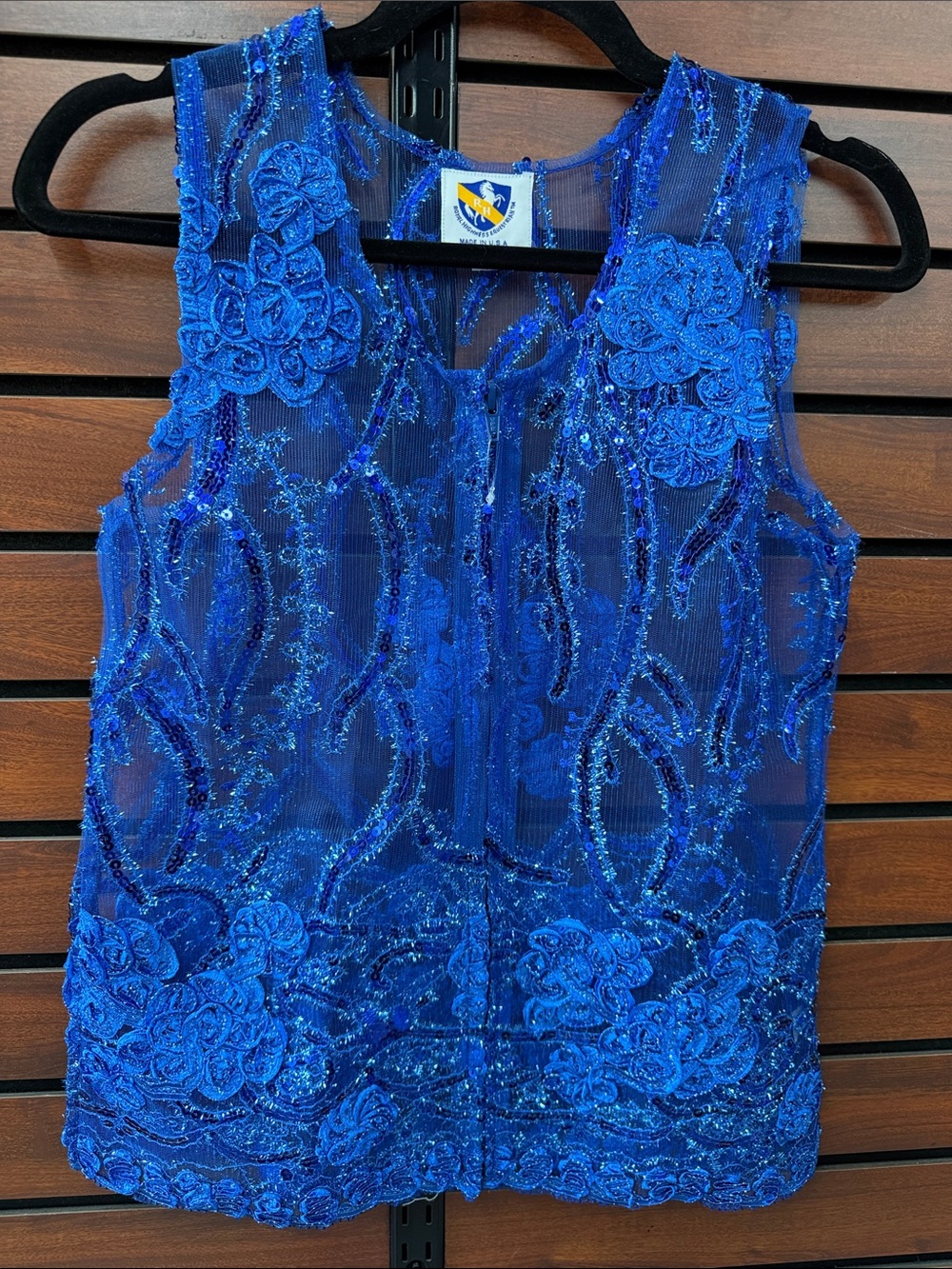 Floral Sheer Show vest- Cobalt Blue